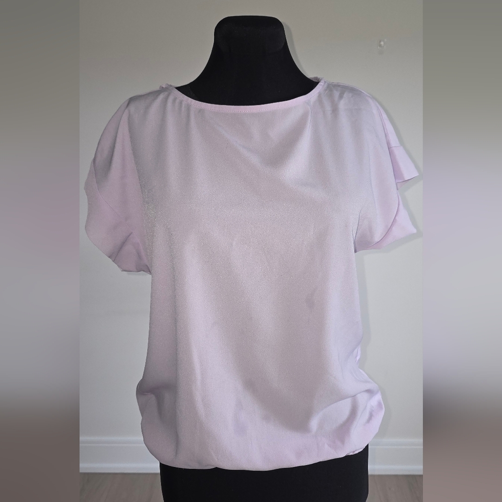 ALFRED SUNG Light Purple Relaxed Blouse With Back Split XS